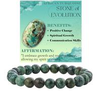 ASKFNASDKMFN Bracelets de perles de 8 mm en turquoise africaine - Pour femme - Pierre semi-précieuse naturelle - Élastique - Cadeau de protection pour le yoga