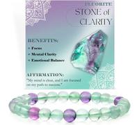 ASKFNASDKMFN Fluorite - Clarté - Bracelets de perles de 6 mm pour femme en pierre naturelle semi-précieuse élastique Bijoux Yoga Protection Cadeaux