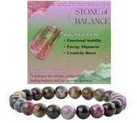 ASKFNASDKMFN Rainbow Tournaline - Balance - Bracelets de perles de 8 mm pour femme en pierre naturelle semi-précieuse élastique bijoux de protection cadeaux de yoga