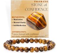 ASKFNASDKMFN Tiger Eye - Confidence - Bracelets de perles de 6 mm pour femme - Pierre naturelle semi-précieuse - Élastique - Bijoux de protection - Cadeaux de yoga