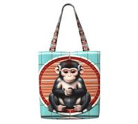 ASKhgg The Silent Monkey Sac fourre-tout en toile pour femme Sac à main Sac à dos de rangement Portefeuille pour voyage, travail, gym