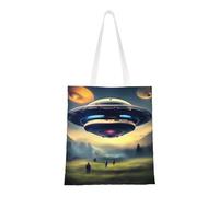 ASKhgg UFO Landing Prints Sac fourre-tout en toile pour femme, grande capacité, sacs à main esthétiques pour le travail et le shopping