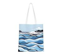 ASKhgg Waves lapping at the rocks Prints Sac fourre-tout en toile pour femme Grande capacité Sacs à main esthétiques pour le travail et le shopping