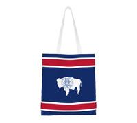 ASKhgg Wyoming State Flag Prints Sac fourre-tout en toile pour femme, grande capacité, sacs à main esthétiques pour le travail et le shopping