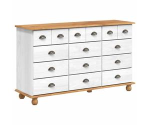 ASKIM Commode à tiroirs blanche en pin massif 79 x 40 x 133,5 cm avec 12 tiroirs, espace de rangement pratique pour chambre à coucher, salon, couloir, design moderne, buffet durable