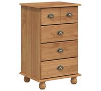 ASKIM Commode à tiroirs en pin massif marron 45,8 x 40 x 79 cm avec 5 tiroirs pour salon, chambre à coucher, couloir et bureau - Meuble de rangement moderne