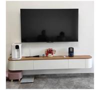 ASKLFNEI Meuble TV mural en bois de 160 cm - Console TV blanche avec tiroirs - Meuble TV flottant pour le salon - Table TV centrale avec espace de rangement