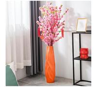 ASKLFNEI Orange Grand Vase en céramique, Vase à étage élevé, Salon décoratif Porte - Fleurs, Arrangement de Fleurs séchées, Ferme Moderne Home Decor(Orange,17x61cm)