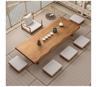 ASKLFNEI Table Basse Japonaise en Bois Massif - Grand Format Rectangulaire pour Thé/Café, Design Épuré Salon/Salle-à-Manger avec Montage Facile, Idéale Tatami(NaturalA,140x60x35cm)