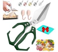 Askmenn Associante Worthwith Multifunctional Heavy-Duty Kitchen Shears, Non-slip Multi-purpose Food Cooking Scissors, Kitchen Scissors for Cutting Bones, Food, Chicken Bones and Turkey(vert)