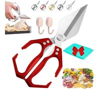Askmenn Associante Worthwith Multifunctional Heavy-Duty Kitchen Shears, Non-slip Multi-purpose Food Cooking Scissors, Kitchen Scissors for Cutting Bones, Food, Chicken Bones and Turkey(Red)