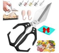 Askmenn Associante Worthwith Multifunctional Heavy-Duty Kitchen Shears, Non-slip Multi-purpose Food Cooking Scissors, Kitchen Scissors for Cutting Bones, Food, Chicken Bones and Turkey(Noir)