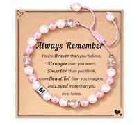 ASKRAIN Bracelet de perles roses et blanches d'anniversaire pour fille, Suitable, Strass, Pas de gemme