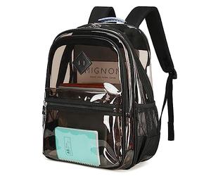 ASKSKY La claire étape du sac à dos approuvé, le sac transparent de livre en PVC résistant de 0,5 mm d’épaisseur voit à travers le sac à dos pour l’école, PVC noir.