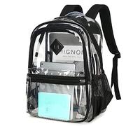 ASKSKY Sac à dos transparent approuvé par les stades, 0,5 mm d'épaisseur en PVC transparent, sac à dos robuste pour l'école, noir, One Size, Classique