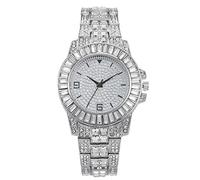Askwho Trend Full of Ensemble de Diamants de Luxe Échelle numérique Montre pour Femme Bracelet en Acier allié Montre pour Femme en Montres Femmes (Silver, One Size)