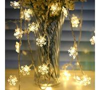 asky Guirlande lumineuse flocon de neige de 2/3 mètres pour sapin de Noël, décoration d'intérieur (blanc chaud, 20 LED)