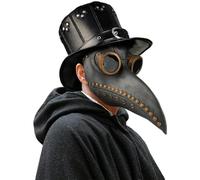 asky Masque de médecin de la peste avec bec long et bec en faux latex Steampunk (noir et cuivre)