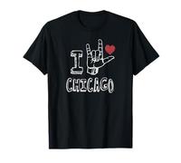 ASL I Love Chicago Sign Language Design avec cœur T-Shirt