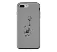 ASL I Love You Hand Wine Sign Language Ligne Continue Coque pour iPhone 7 Plus/8 Plus