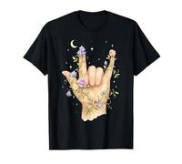 ASL I Love You Panneau Floral bohème sorcière ASL Teacher T-Shirt