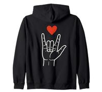 ASL Love Hand Sign Heart Minimalist Valentine Deaf Community Sweat à Capuche