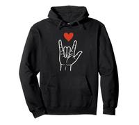 ASL Love Hand Sign Heart Minimalist Valentine Deaf Community Sweat à Capuche