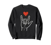ASL Love Hand Sign Heart Minimalist Valentine Deaf Community Sweatshirt