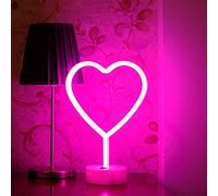 Aslanka Cœur Enseigne lumineuse au LED - décoration murale veilleuse USB/néon à piles pour anniversaire cadeau fête enfants salon décoration