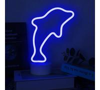 Aslanka Dauphins Enseigne lumineuse au LED - décoration murale veilleuse USB/néon à piles pour anniversaire cadeau fête enfants salon décoration