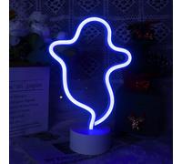 Aslanka Enseigne au néon Fantôme Décoration Halloween Fantôme LED Lampe Fantôme avec Batterie ou USB Alimenté pour Halloween Party Bar, Décoration de la