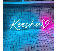 Aslanka Enseigne Lumineuse Neon Personnalisable, Personnalisé LED Prenom Neon Signe pour Décoration de Fête Mariage Chambre Anniversaire Fête Salle de Jeu Bar-(26-150cm)