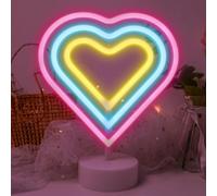 Aslanka Lampe néon arc-en-ciel en forme de cœur pour chambre à coucher, veilleuse, alimentée par piles ou USB, anniversaire, fête, salon, table à manger, enfants, cadeau