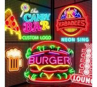 Aslanka Logo Enseigne Lumineuse Neon Personnalisable Panneau néon personnalisé avec logo imprimé UV, intensité variable pour décoration murale, magasin, logo d'entreprise, mariage, fête d'anniversaire