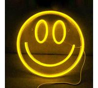 Aslanka Smile-Face Neon Light LED, Jaune Smile-Face Neon Light Convient pour la décoration murale de la chambre, la chambre des enfants, la fête de mariage, le cadeau d'anniversaire