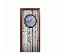 ASLKK 2pcs Sticker Porte, Cabane en Bois Autocollant Porte Affiche 3D Papier Peint Porte Trompe l'oeil pour Salon Chambre Décoration De La Maison Stickers Muraux Imperméable (95x215cm)