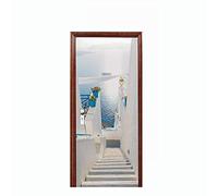 ASLKK Autocollants Muraux 3D Beaux Escaliers Blancs Amovible Stickers Mural Papier Peint Auto-Adhésif Affiche De Porte Sticker Art Décor (77x200cm)