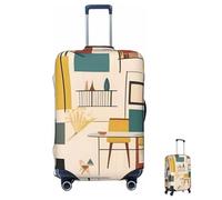 ASLKXOPEMG Housse de bagage 65-95 cm élastique pour valise, housse de protection moderne du milieu du siècle, anti-rayures, lavable, protection de valise décorative, Noir , S, Ensemble de bagages