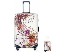 ASLKXOPEMG Housse de bagage élastique 65-95 cm, housse de protection pour valise, note de musique, housse de bagage à motif floral, anti-rayures, lavable, Noir , M, Ensemble de bagages