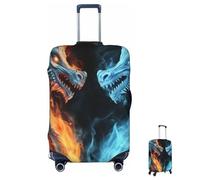 ASLKXOPEMG Housse de bagage élastique 65-95 cm - Housse de protection pour valises - Dragons de glace et de feu - Anti-rayures - Lavable, Noir , M, Ensemble de bagages