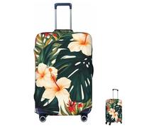 ASLKXOPEMG Housse de protection élastique pour valise, 65 à 95 cm, motif fleurs hawaïennes, anti-rayures, lavable, Noir , S, Ensemble de bagages