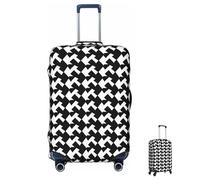 ASLKXOPEMG Housse de protection élastique pour valise, motif pied-de-poule, 65-95 cm, anti-rayures, lavable, housse décorative, Noir , M, Ensemble de bagages