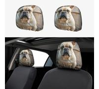 ASLKXOPEMG Lot de 2 housses d'appui-tête de voiture personnalisées pour appuie-tête de siège de voiture Motif bouledogue français - Housses universelles pour appuie-tête de camion, VUS, la plupart des