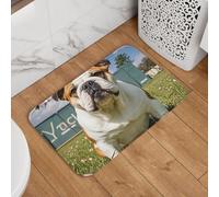 ASLKXOPEMG Paillasson de bienvenue - 40,6 x 61 cm - Lavable en machine - Motif bouledogue anglais amusant - Pour intérieur et extérieur - Pour garage, terrasse, porche, ferme