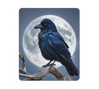ASLKXOPEMG Tapis de souris antidérapant avec base en caoutchouc lavable - Décoration de bureau pour ordinateur de bureau - Motif corbeau nocturne