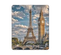 ASLKXOPEMG Tapis de souris antidérapant avec base en caoutchouc lavable Motif Tour Eiffel et Londres