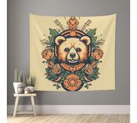 ASLKXOPEMG Tapisserie pour salon - Tapisserie murale esthétique pour chambre à coucher - Ours mignon - Décoration murale - Couverture murale - Bannière pour dortoir (130 cm x 152 cm)