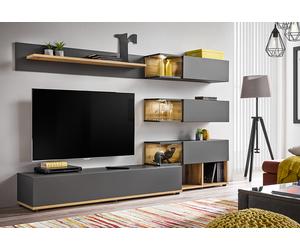 ASM Ensemble Meuble TV et Vitrines en Bois Silk 240 x 150 cm (Pls Coloris) - 28 ANWT SK
