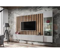 ASM Meuble TV en bois + meuble vitrine et parement mural - Verti - PGAS VT