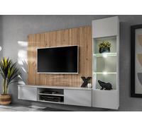 ASM Meuble TV en bois + meuble vitrine et parement mural - Xari - PGAS XR L